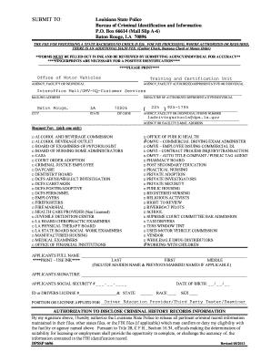 Louisiana State Police Background Check Request