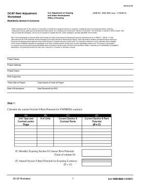 HUD-9625 OCAF Rent Adjustment Form