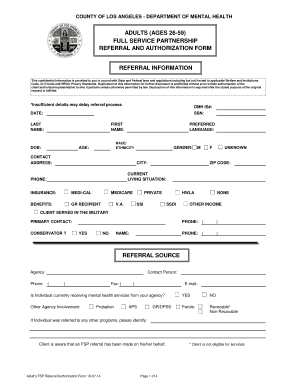 California Adult FSP Referral Authorization Form