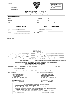 West Virginia Criminal and Crash Report Request Form