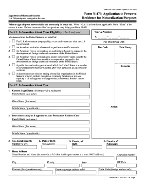 Form N-470 Application to Preserve Residence for Naturalization