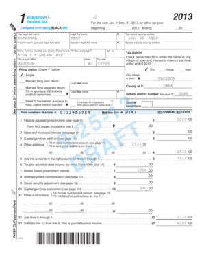 Wisconsin 2013 Income Tax Form