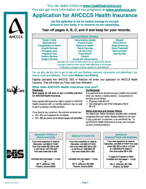 Arizona AHCCCS Health Insurance Application
