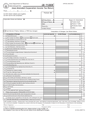 Iowa Amended Corporation Income Tax Return