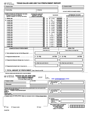 Texas Sales and Use Tax Prepayment Report