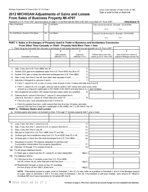 Michigan Adjustments of Gains and Losses from Sales of Business Property