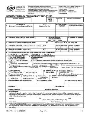 California Nonprofit Employer Registration Form
