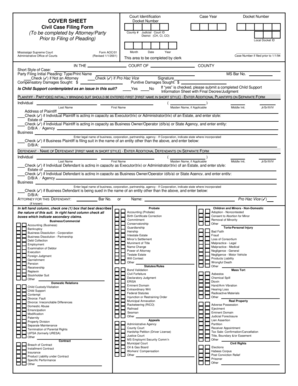 Mississippi Civil Case Filing Form