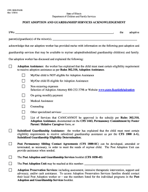 Post Adoption and Guardianship Services Acknowledgement