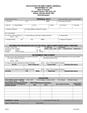 Georgia State Employment Application