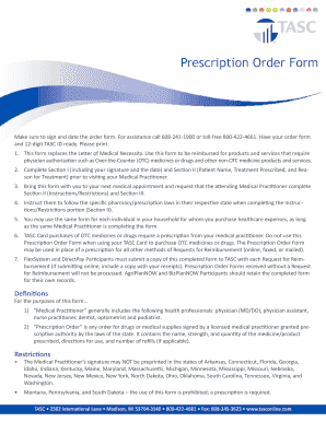 2015 Prescription Order Form (Letter of Medical Necessity) - etf wi