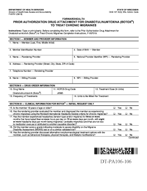 Prior Authorization Drug Attachment for Botox Chronic Migraines