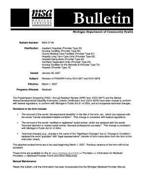 Michigan PASARR Forms DCH-3877 and DCH-3878