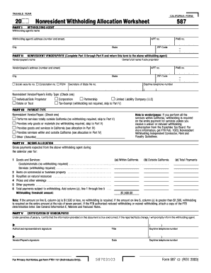 California Nonresident Withholding Allocation Worksheet