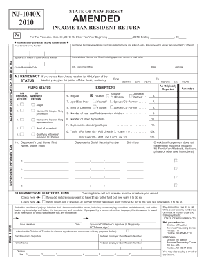 New Jersey Amended Income Tax Return