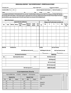 Oregon Court Interpreter Billing Statement