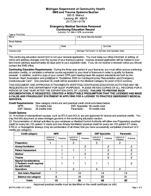 Michigan EMS Continuing Education Record