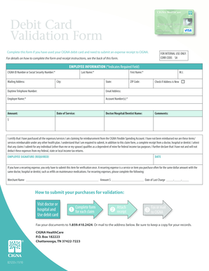 CIGNA Debit Card Validation Form
