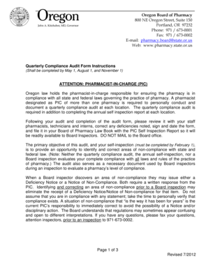 Oregon Quarterly Compliance Audit Form