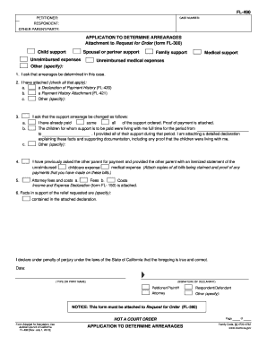 Application to Determine Arrearages
