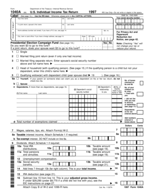 1997 Form 1040A US Individual Income Tax Return