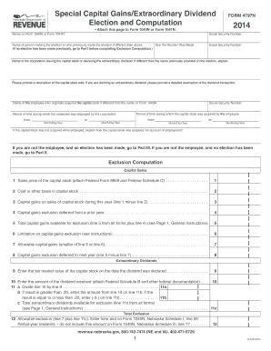 Nebraska Special Capital Gains/Extraordinary Dividend Form 4797N