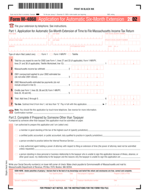 Massachusetts Form M-4868 Application for Automatic Six-Month Extension