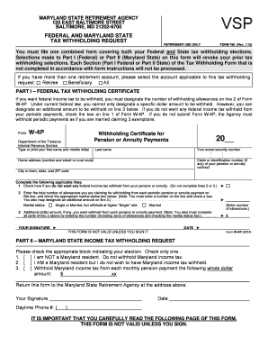 Maryland Federal and State Tax Withholding Request