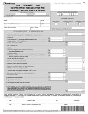 Delaware S Corporation Reconciliation and Shareholders Information Return