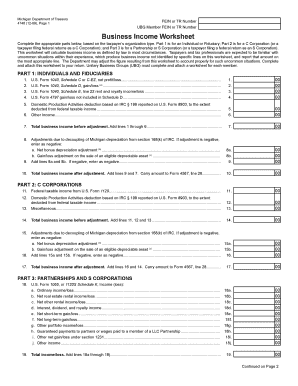 Michigan Business Income Worksheet
