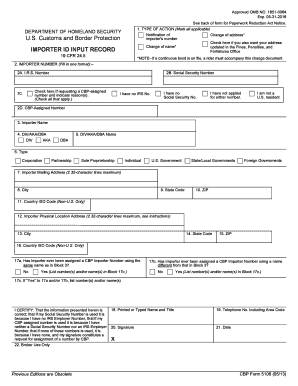 US Customs and Border Protection Notification of Change of Address