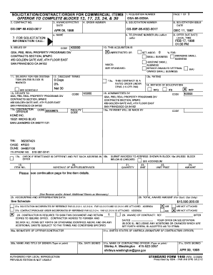 US Federal Solicitation Contract Order for Commercial Items