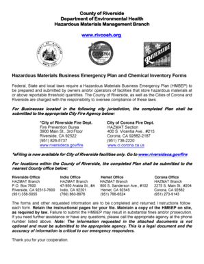 Hazardous Materials Business Emergency Plan