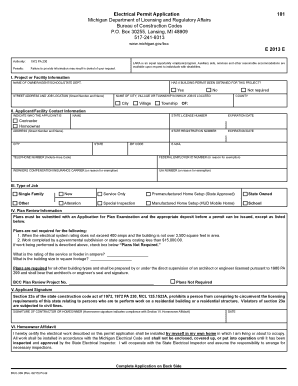 Michigan Electrical Permit Application