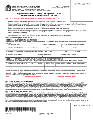 California Corporate Officer Title Change Application