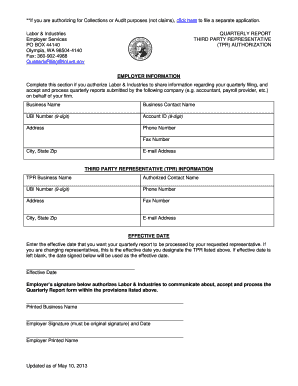 Washington Quarterly Report Authorization Form