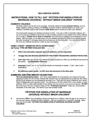 Petition for Dissolution of Marriage (Divorce) Without Minor Children