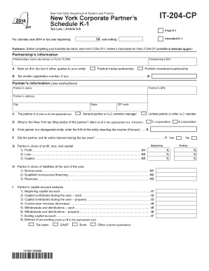 New York Corporate Partner’s Schedule K-1