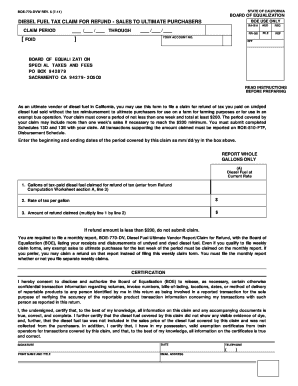 California Diesel Fuel Tax Claim for Refund