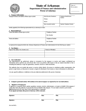 Arkansas Power of Attorney for Tax Matters