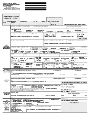 Vessel Registration and Certificate of Number Decal