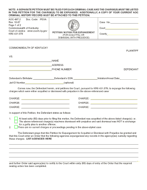 Kentucky Petition for Expungement