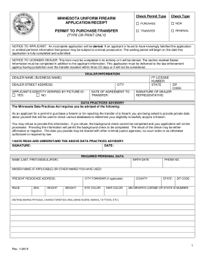 Minnesota Firearm Purchase Permit Application