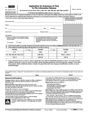 IRS Form 8809 Application for Extension of Time