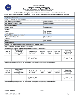 California Provider's Request for Second Bill Review