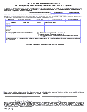 New York Functional Capacity Evaluation Form