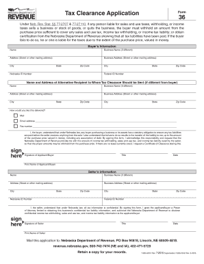 Nebraska Tax Clearance Application Form