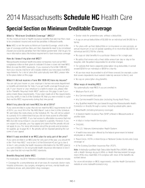 2014 Massachusetts Schedule HC Health Care