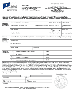 403(b) Plan Distribution Election Application