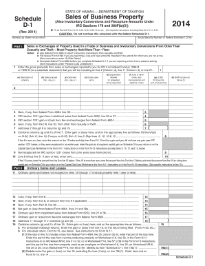 Hawaii Schedule D-1 Business Property Sales